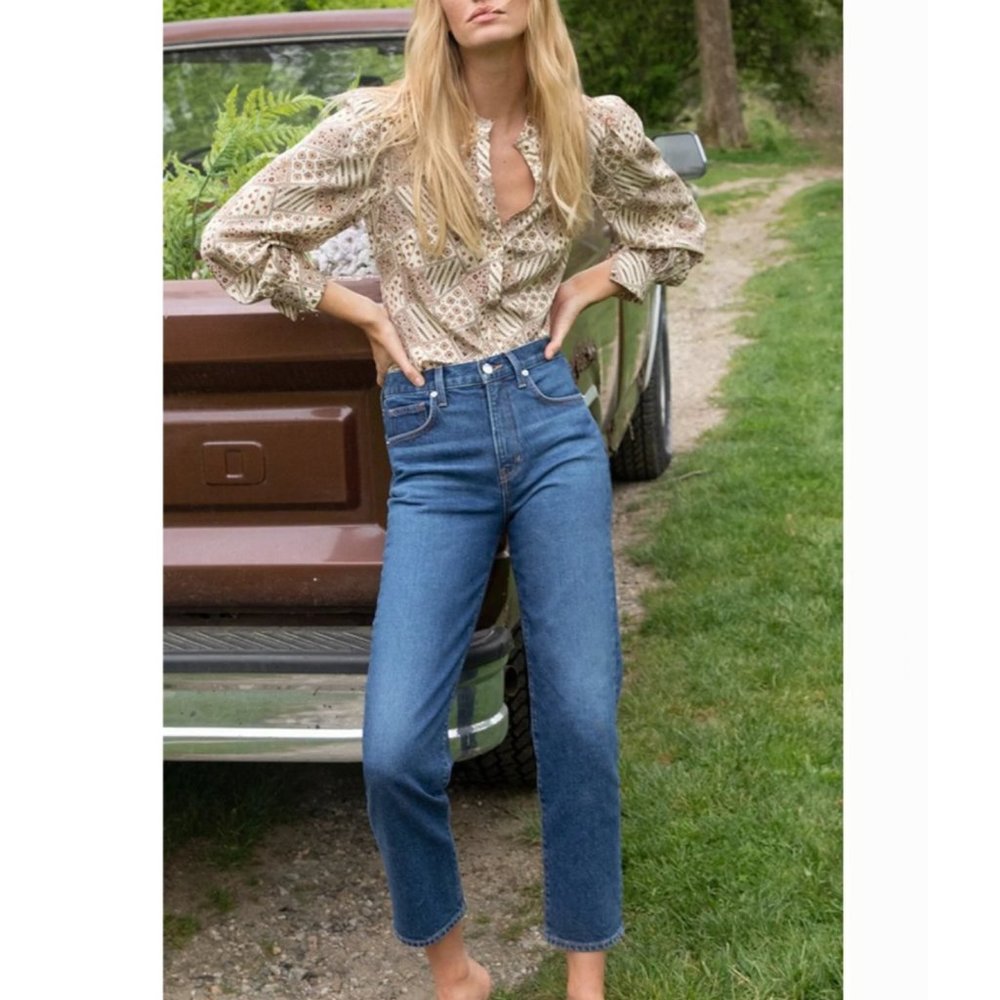 Veronica Beard Ryleigh High Waist Slim Straight Leg Jeans